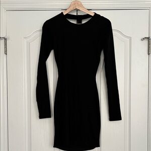 Tobi Classic Black Long Sleeve Dress with unique back detail